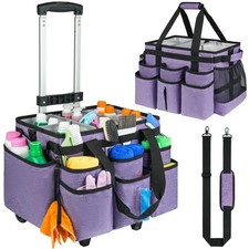 Large Rolling Cleaning Caddy Bag with Detachable Trolley,Cleaning Cart on Whe...