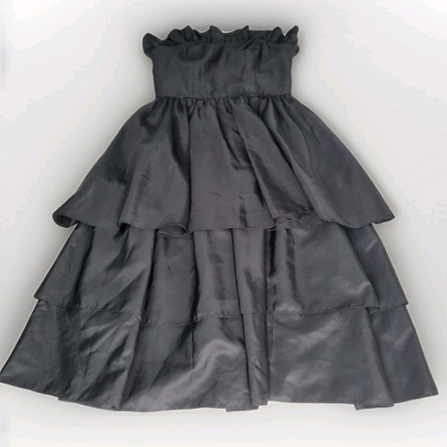 Vintage 80's 90’s Party Prom Cocktail Dress Size10 S Black Taffeta Date Night