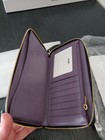 New Coach Wristlet Wallet Horse and Carriage, Chalk White Gold Zip Purple Lining — photo 3