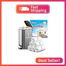 Teivio 1 Gallon 260 Counts Strong Clear Trash Bags Garbage Bags,Mini Waste Baske