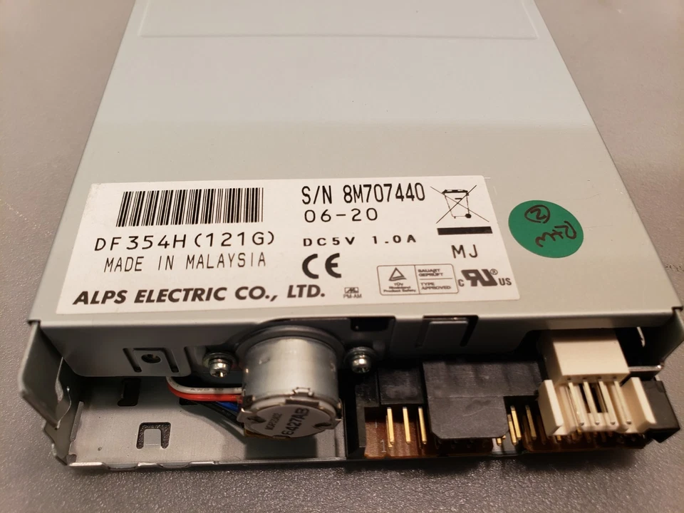 Винтажный дисковод гибких дисков 1,44 МБ ALPS FDD DF354H черный R&W протестирован - Изображение 3 из 3