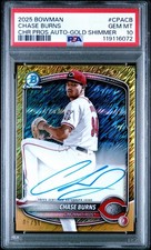 2025 Bowman - Chrome Prospect Autographs Chase Burns #CPA-CB Gold Shimmer POP 8