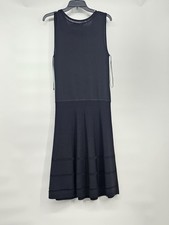 Lauren Ralph Lauren Knit Dress Midi Women's M Black Excellent Viscose Vtg