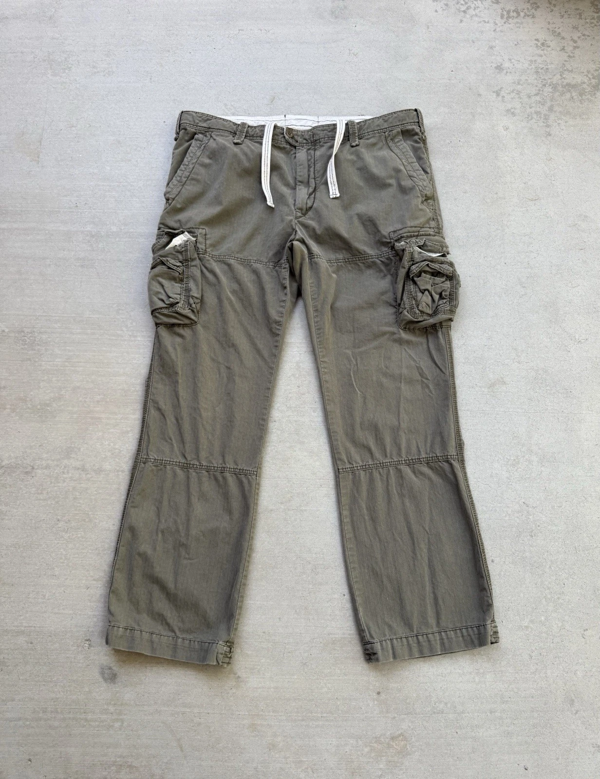 Polo Ralph Lauren Pants Mens 44x34 Green Cargo Herringbone Military Surplus Army