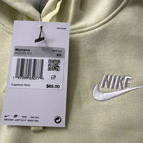 Nike Sportswear Club Fleece Pullover Hoodie Yellow Women Size XS $65 DQ5793-751 - Picture 3 of 4
