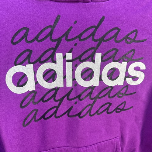 Adidas Girls Purple Hoodie Sweatshirt Casual Comfortable Loungewear Medium - Picture 3 of 12