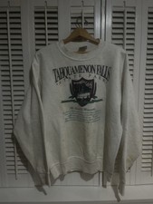 90s Vintage White/Grey XL Made In USA Crewneck Sweatshirt Oneita Super Sweats