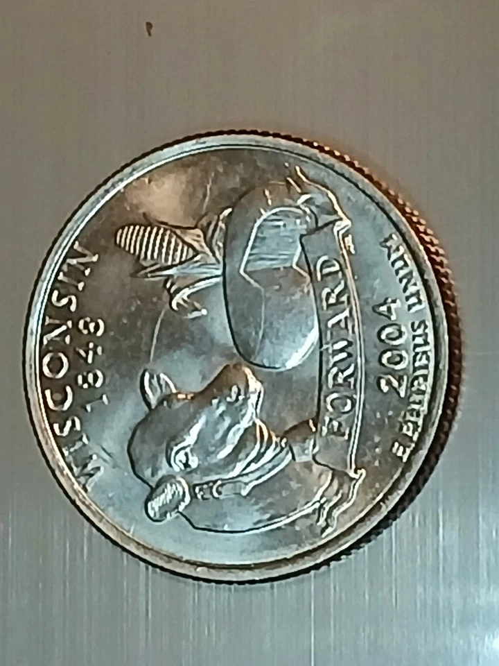 Very Rare 2004 Wisconsin Quarter High Leaf DDO/DDR - Image 2 of 4