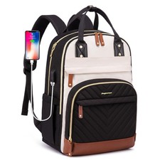 Mochila para portátil para mujer - Mochila de viaje de trabajo de 15,6 pulgadas con cargador USB