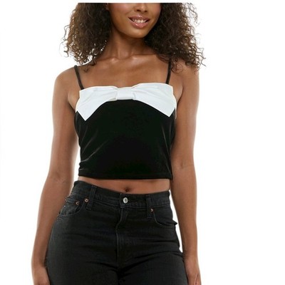Alex & Sophia Juniors' Bow Accent Sleeveless Camisole Velvet Top NEW 7/8