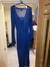 New Look Blue Breathable Knit V-Neck Long Sleeve Maxi Dress Size L
