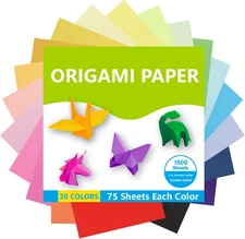 1500 Sheets Origami Paper 6x6 Inch Square, 20 Vivid Colors Origami Kit for Ki...