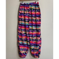 Vintage 90's Aerodynamics Multicolor Print Parachute Jogger Pants Size Medium