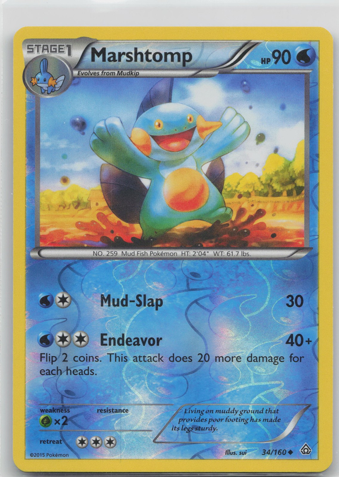 Marshtomp Uncommon Water XY - Primal Clash 34/160 LP 2015 sui Reverse Holo
