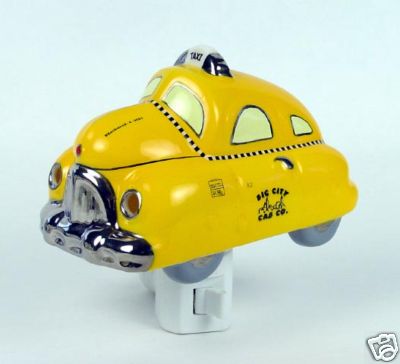 Henry Cavanagh Old School Big City Taxi Car 3D Ceramic Night Light With Chrome