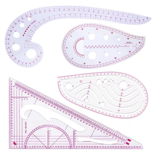French Curve Ruler, Metric Sewing Ruler, Clear Plastic Pattern Sewing Rulers Set