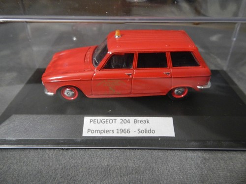 NEW !! Automobile PEUGEOT 204 BREAK Sapeurs POMPIERS 1/43 Solido 1966 en Boite ! - Imagen 2 de 2