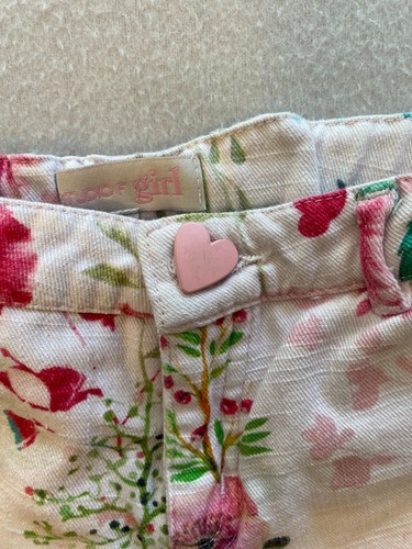 Studio F Girl Pants Girls Size 10 Pink Floral Elastic Waist Button Regular Fit - Picture 6 of 11