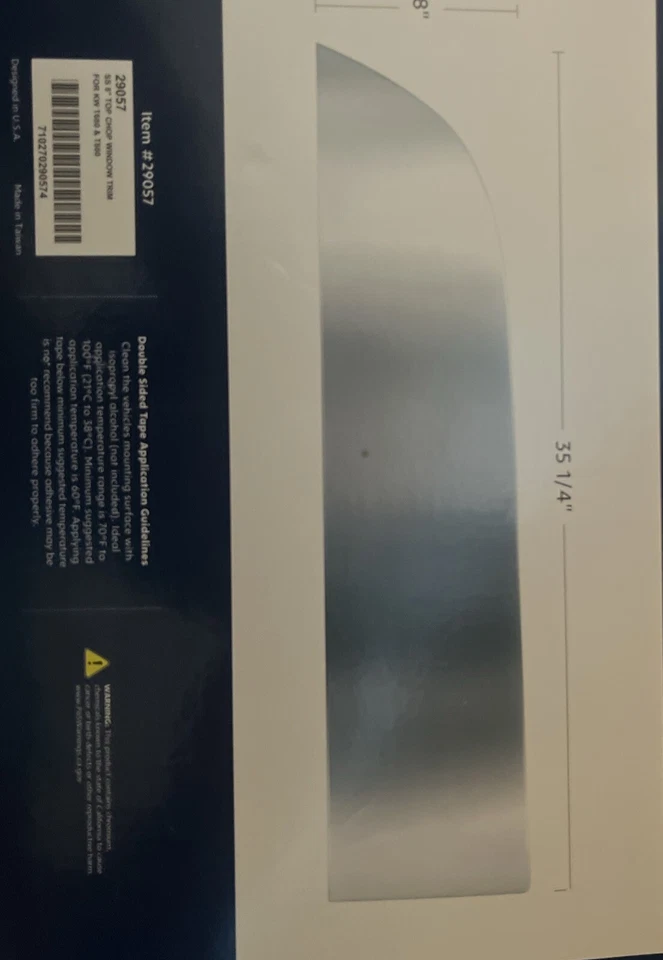Borde de ventana United Pacific 29057 de acero inoxidable, 8" picado, para Kenworth Foto 3 de 4