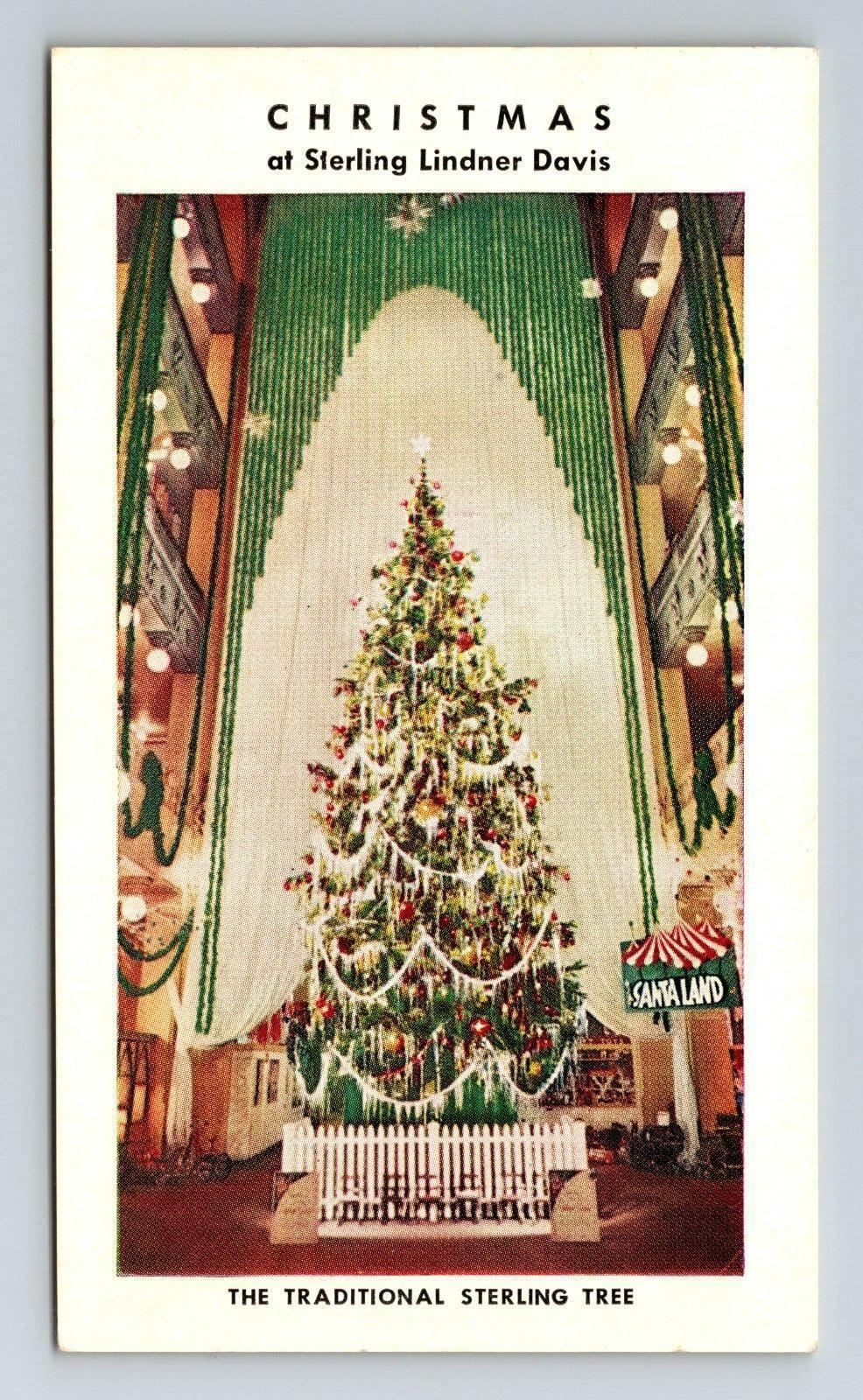 Christmas Tree At Sterling Lindner Davis, Vintage Postcard