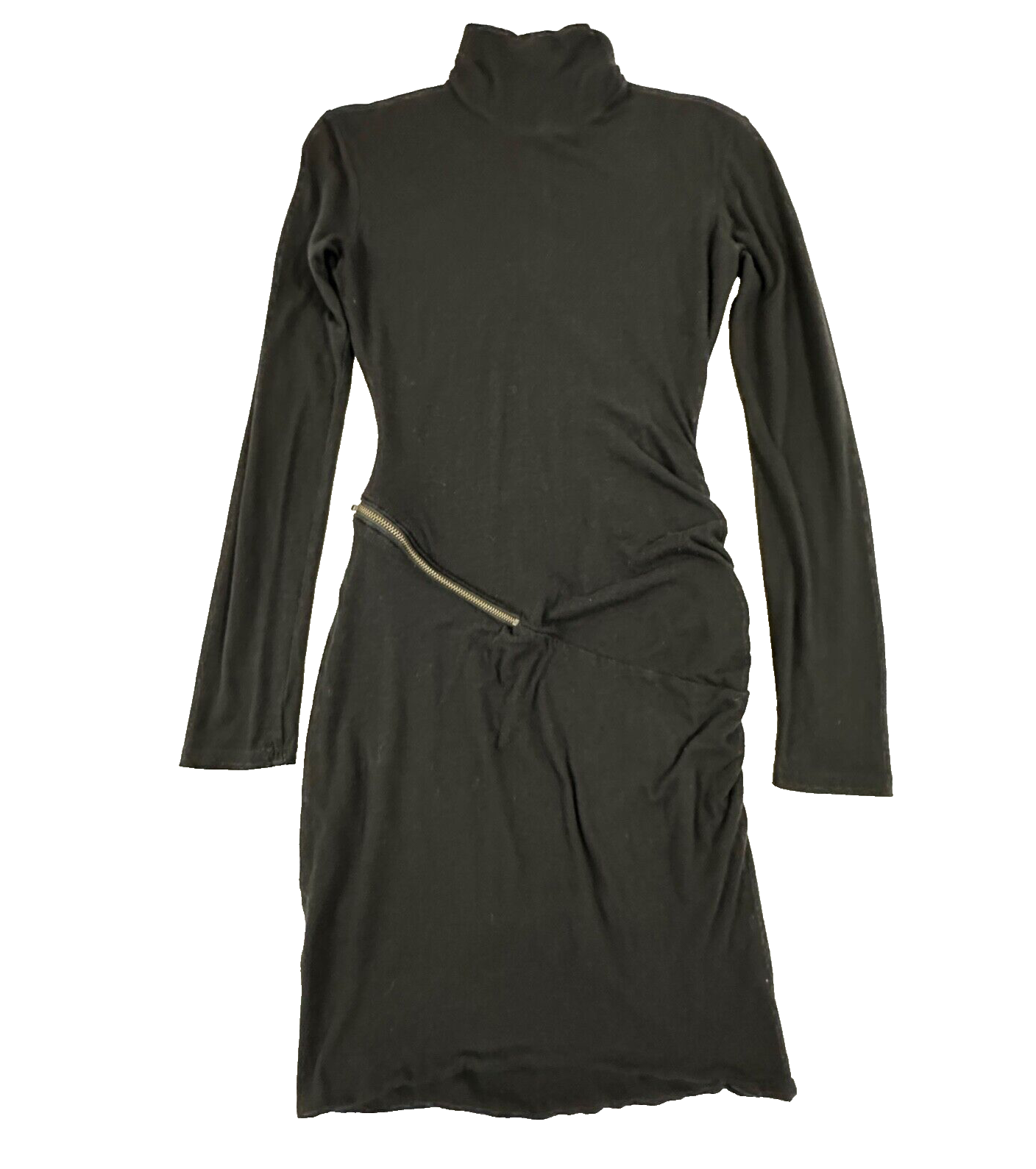 Pam & Gela Women's Collar Long Sleeves Mini Dress Black Size P