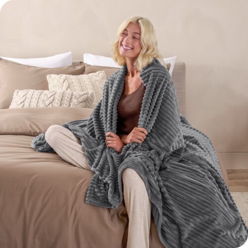 Bare Home Microplush Ribbed Textured Blanket - Picture 14 of 20