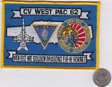 US Navy CV West PAC 62 VFA192 Golden Dragons F-18 HORNET Squadron Patch Aircraft