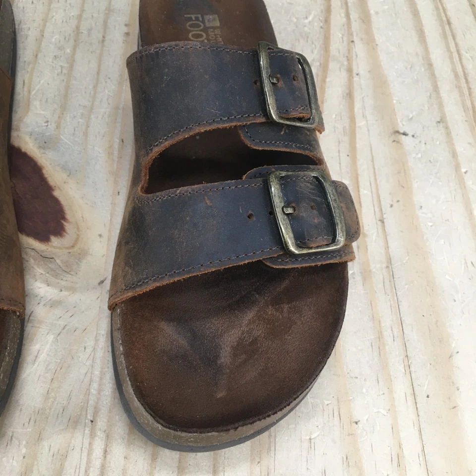 Sandalias de montaña blancas para mujer 8 M Helga hebilla deslizables cuero marrón sin cordones Foto 4 de 4