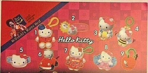 Hello Kitty para coleccionistas y aficionados McDonald's Juguetes Promocionales de comida rápida y cereales