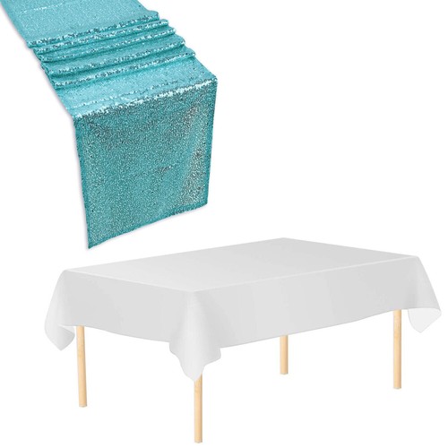 Glitter Sequin Table Runner Plastic Table Cover Cloth Party Dinner Decoration UK - Picture 14 of 148