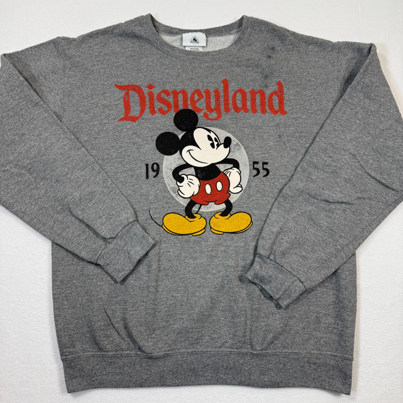 Disneyland Mickey Mouse Pullover Sweatshirt for Men in Gray Casual Style-image