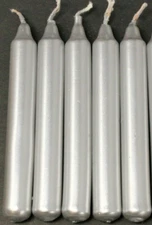 Lot of 5 Chime Spell Candles: Silver, Mini 4" (NEW) Pagan, Wicca, Altar, Ritual