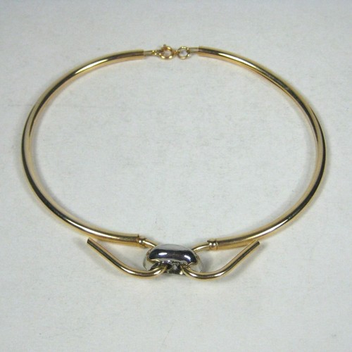 Vintage Gold Tone Silver Tone Choker Necklace Bib Collar Choker Modern Sleek 17