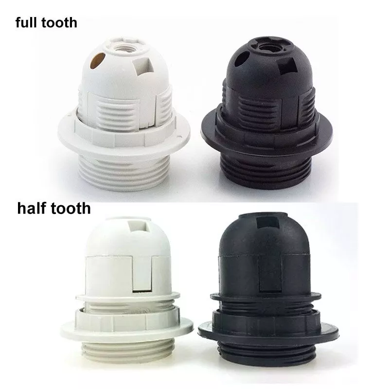 1PC Full Bulb Black Ring 250V E27 half Screw Socket Base Light Lamp 4A Plastic