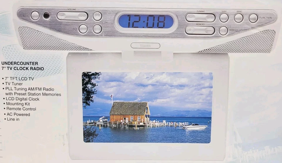 Curtis KCR2610 Undercounter/Under Cabinet 7-Inch TV Clock Radio, White - Image 3 of 4