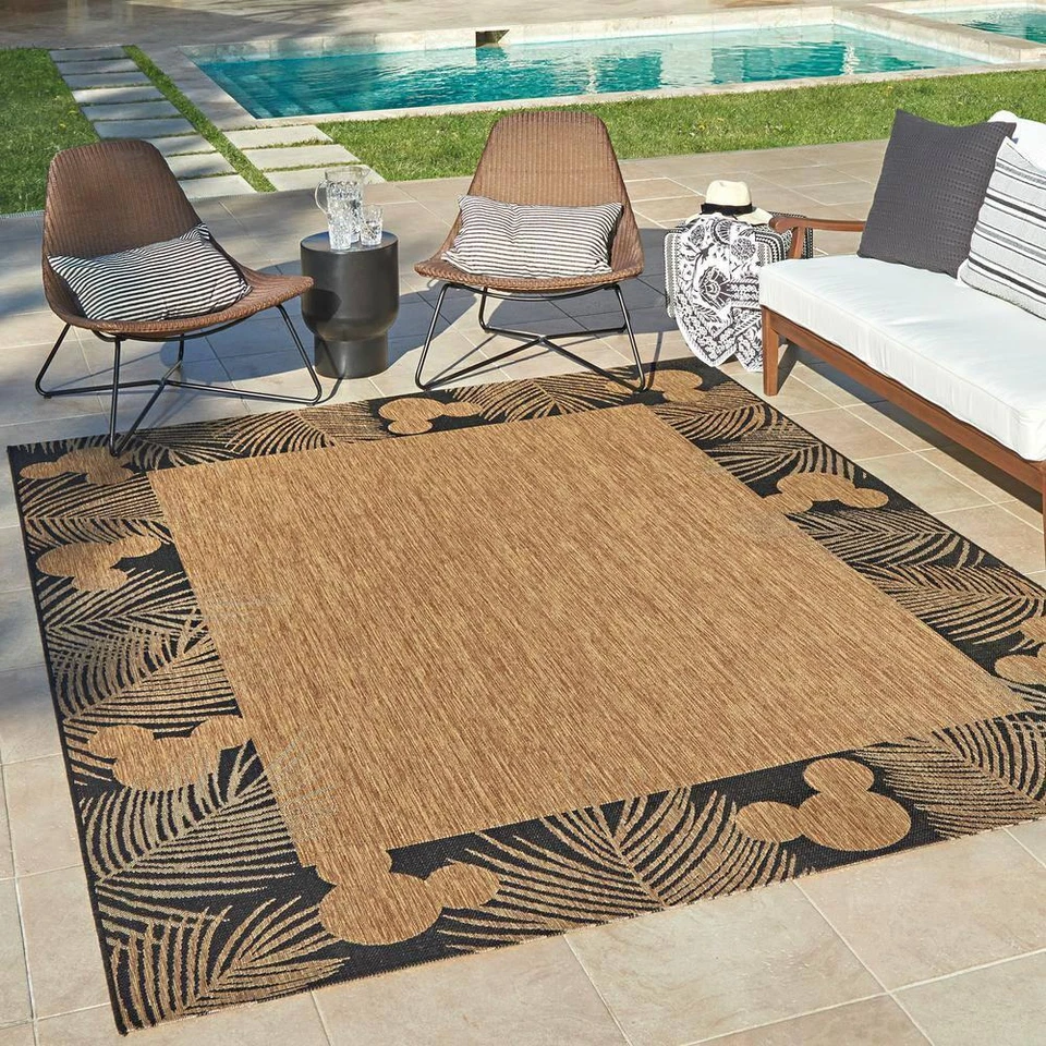 Alfombra Disney Área 6' x 9' Interior/Exterior Borde Mickey Mouse Palma Castaño Marrón Foto 3 de 4