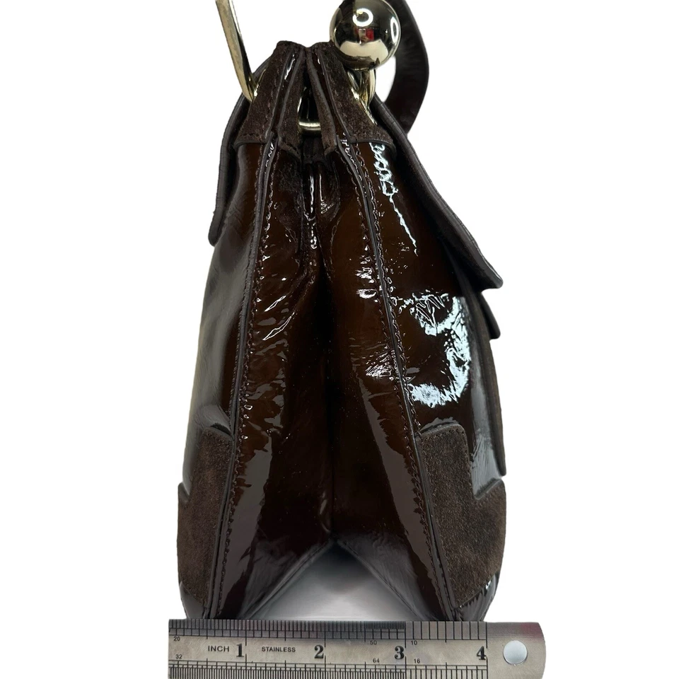 Bolso de mano Anya Hindmarch London con asa superior al hombro charol/marrón gamuza Foto 4 de 4