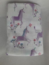 Pottery Barn Kids  Magical Unicorn  Full Flat Sheet  NWOT  Lavender Unicorns