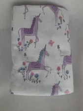 Pottery Barn Kids ~ Magical Unicorn ~ Full Flat Sheet ~ NWOT ~ Lavender Unicorns