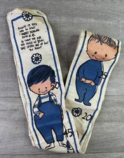 Vintage Dewan Linen Baby Child Growth Chart BELGIAN Wall Hanging Nursery Blues