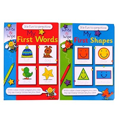 A4 Educational Wipe Clean Books - My First Shapes and My First Words - Pack of 2