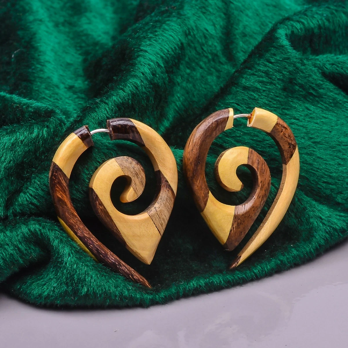 Faux gauge shop wooden earrings