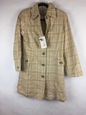 @ Silkclub Womens 100% Silk Jacket Coat Plaids Tan Size Small (bc)