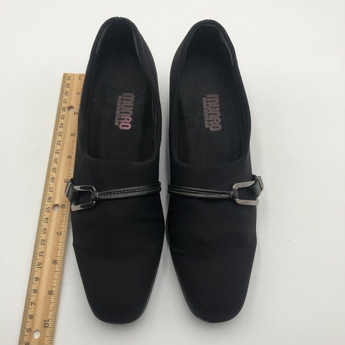 Munro American Pumps Women Sz 7 Black Leather Strap Buckle Stacked Heels M207487 - Picture 16 of 21