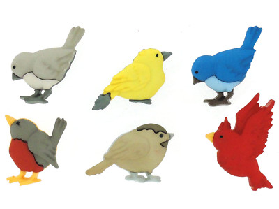 Jesse James Dress It Up Buttons - FEATHERED FRIENDS - 5 pcs