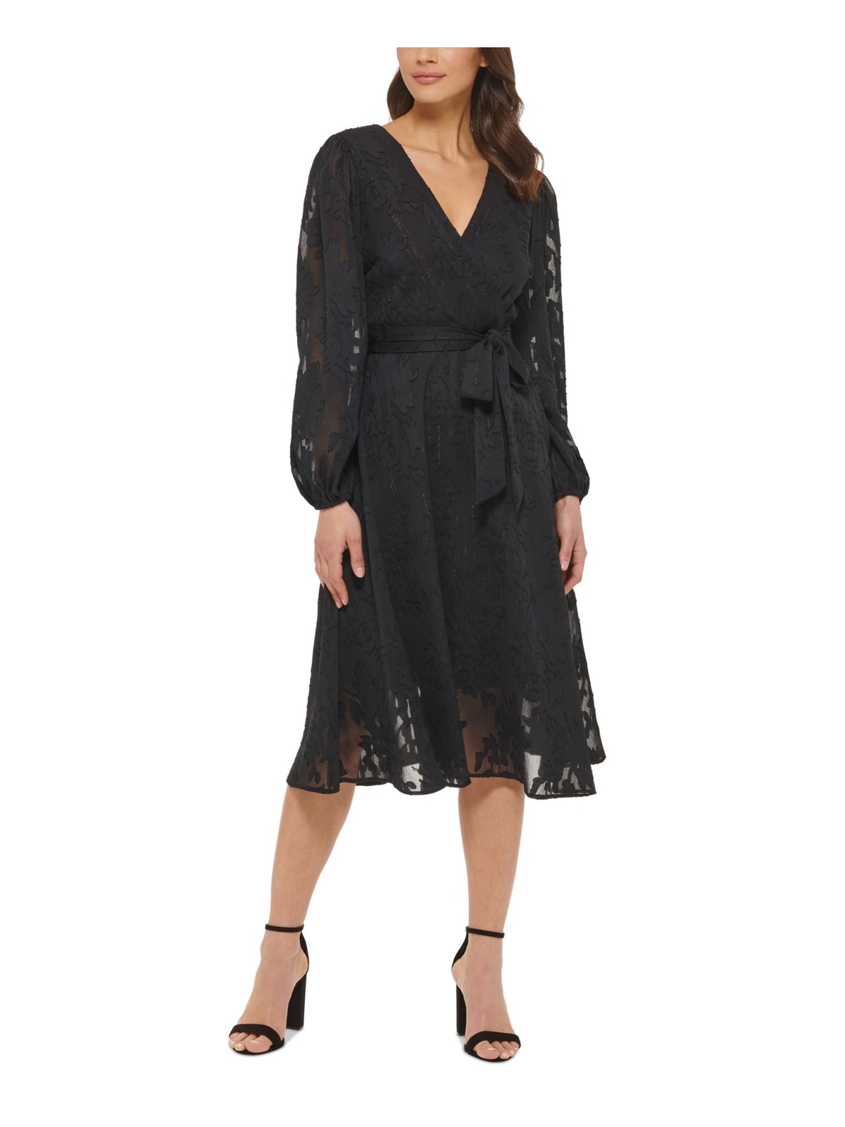ПЛАТЬЯ KENSIE DRESSES Женские с черным галстуком на подкладке с рукавами-баллонами + расклешенное платье 8
