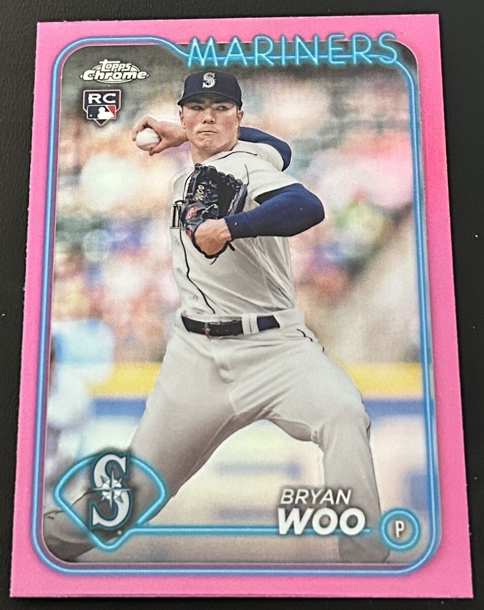2024 Topps Chrome Bryan Woo RC Rookie Pink Refractor #172 Mariners