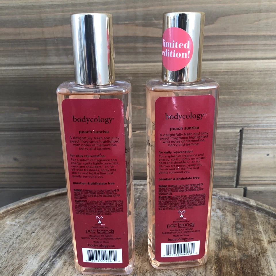 2 Pack Bodycology Peach Sunrise Fragrance Mist Clementine Peach Berry 8oz - Image 3 of 4