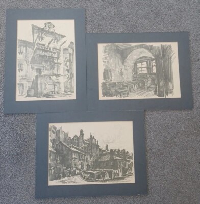 VINTAGE.V RARE.3×SIGNED PENCIL SKETCHS((PRINTS)) BY LJUBA IVANOVIC.1932/38.