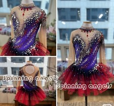 Ice Skating Adult Figure skating Dress Gymnastics Costume purple dyeing